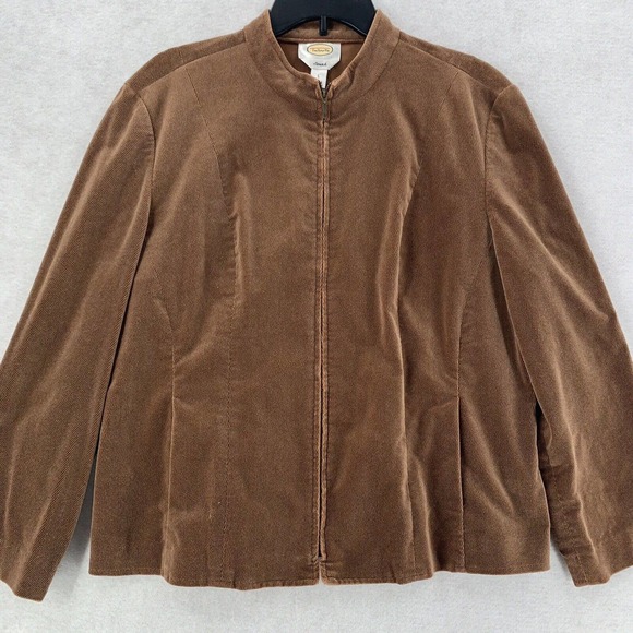 Talbots Button Down Corduroy Jacket Stretch Brown Front Pockets Womens‎ Lg - Picture 3 of 9